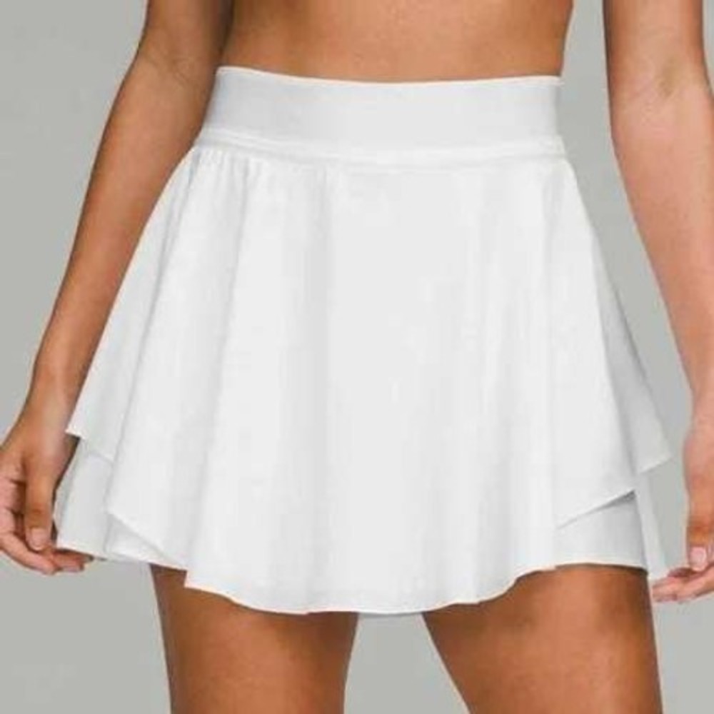 Lululemon Womens Skirt 0 White Court Rival High-Rise Ruffle Tennis Skort